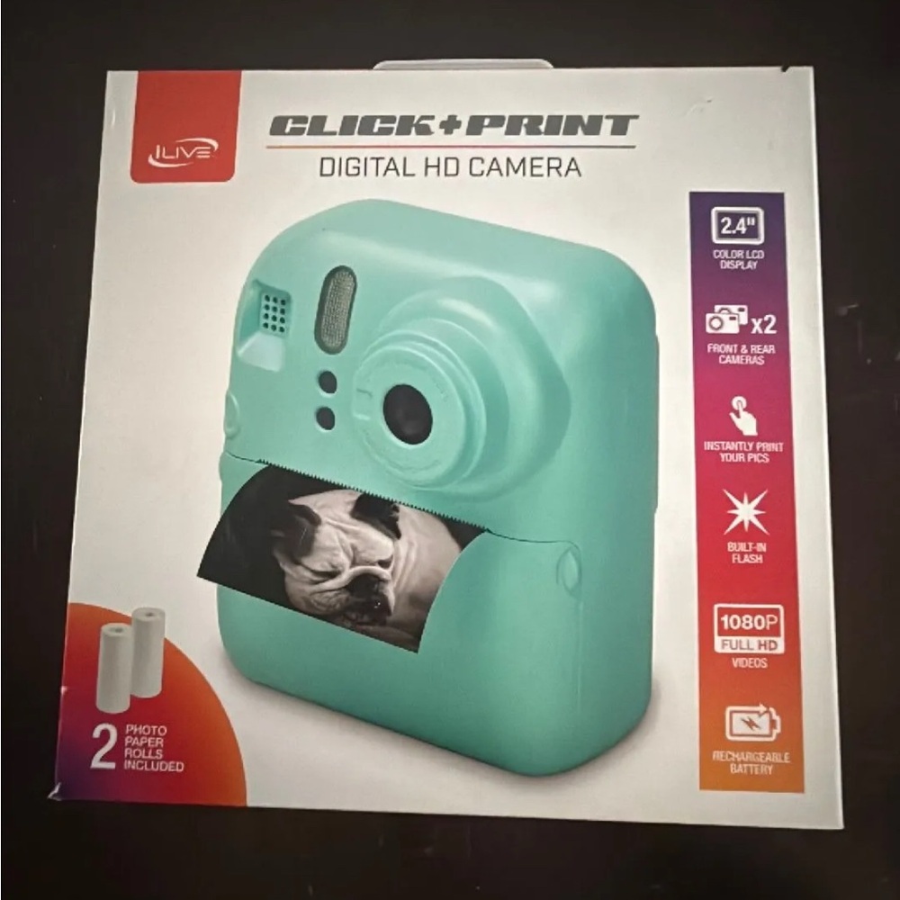 ILIVE Click+Print Digital HD Camera - Teal